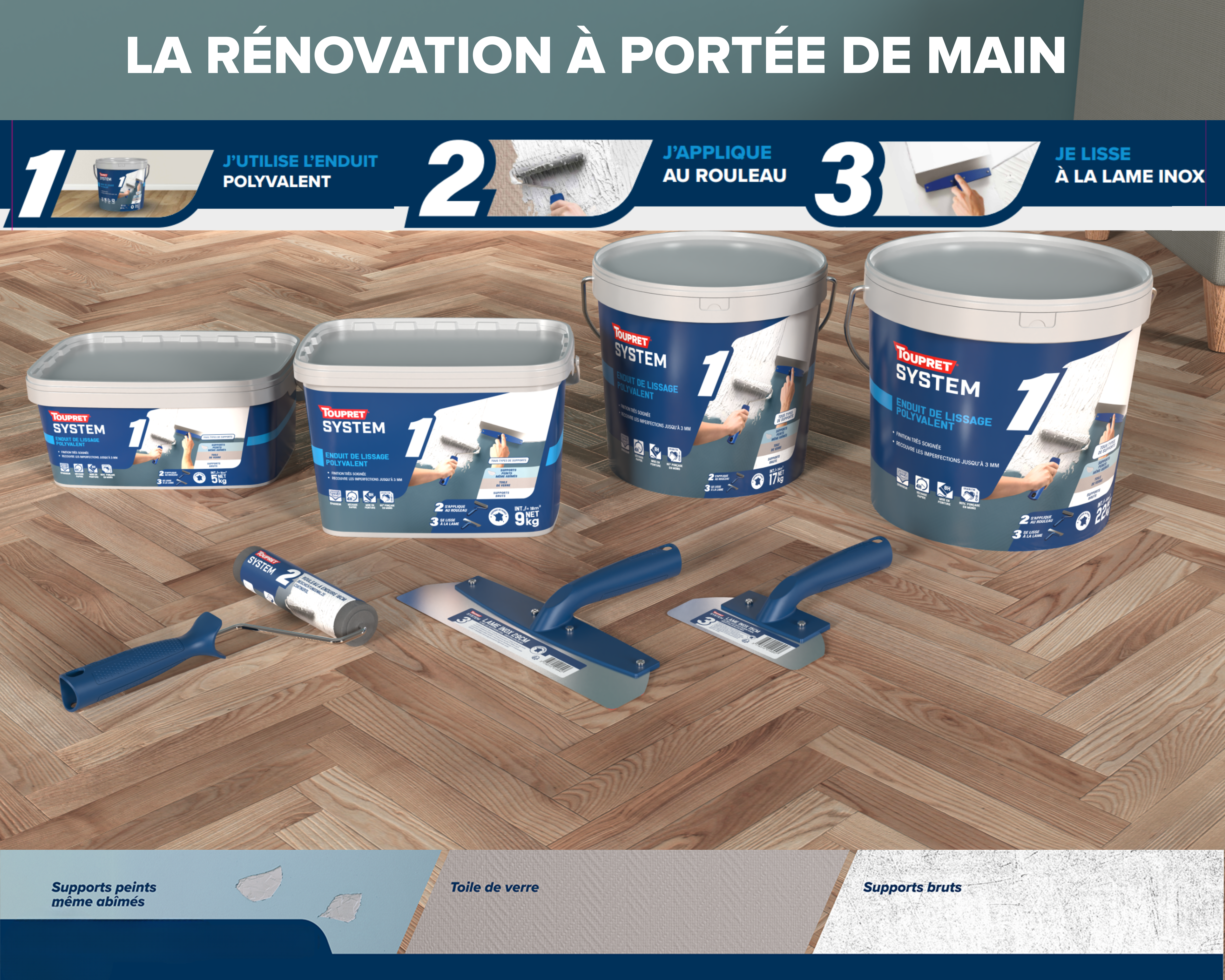 TOUPRET SYSTEM : enduit  polyvalent, rénovation facile et ponçage réduit